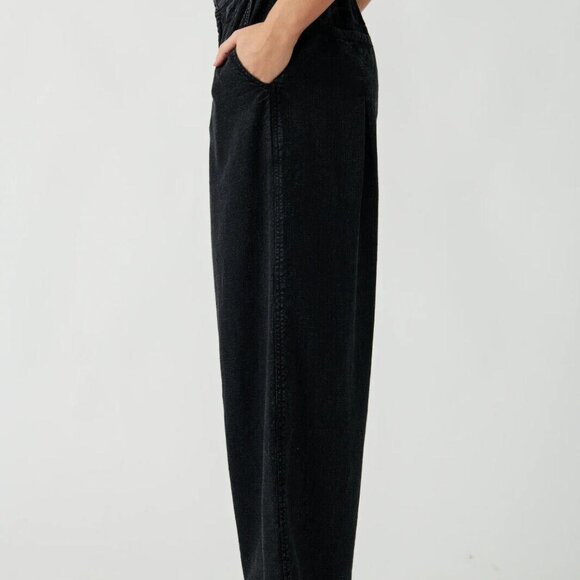 Free People Lotta Love Linen Trousers Pants High-Rise Wide-Leg Black XS-2 265257 - Picture 5 of 10